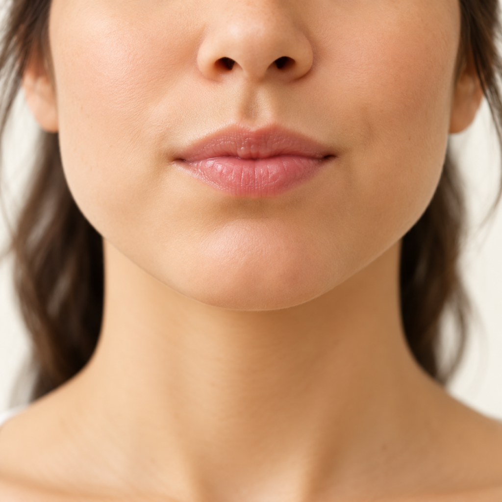 Swish step calm lower face portrait