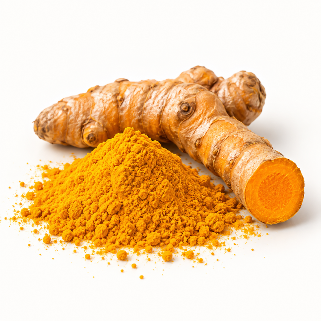 Turmeric Rhizomes and Golden Powder
